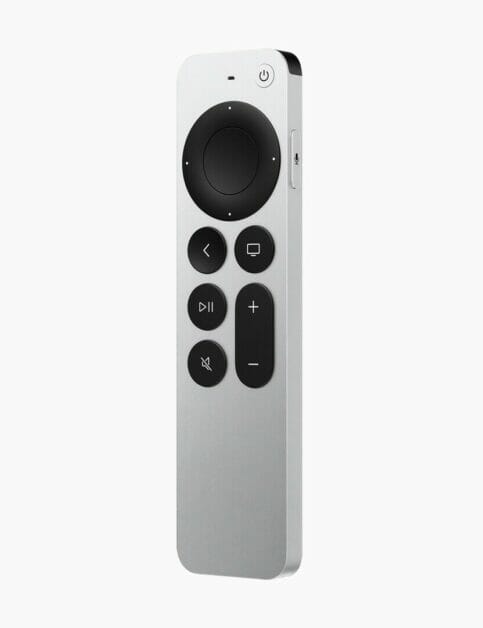 Apple TV remote on a white surface