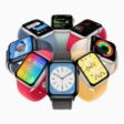 8 Apple Watch SE devices displaying new watchOS 9 features