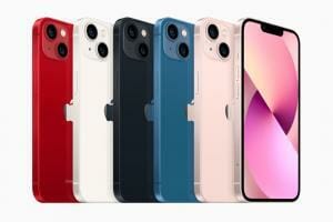 Линейка iPhone 13 в цветах (PRODUCT)RED, звездном, полуночном, синем и розовом.