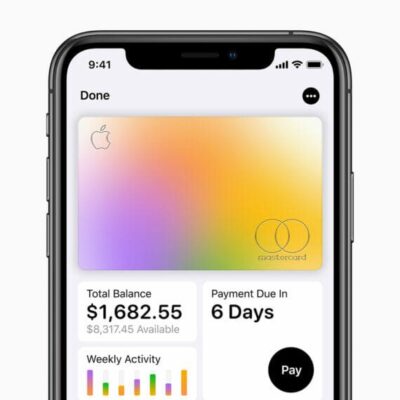 iPhone showing Apple Card and stats.