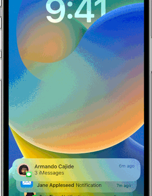 iPhone showing how to open notifications from lock screen