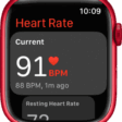 Heart Rate app showing 91 BPM current rate