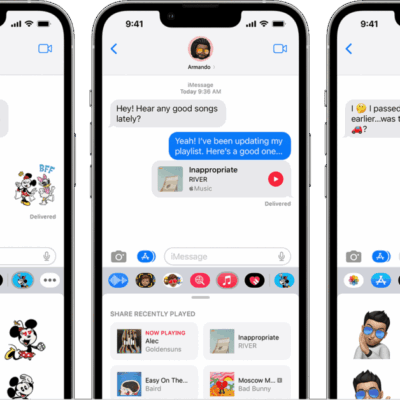iPhone showing iMessage apps in a messages conversation  