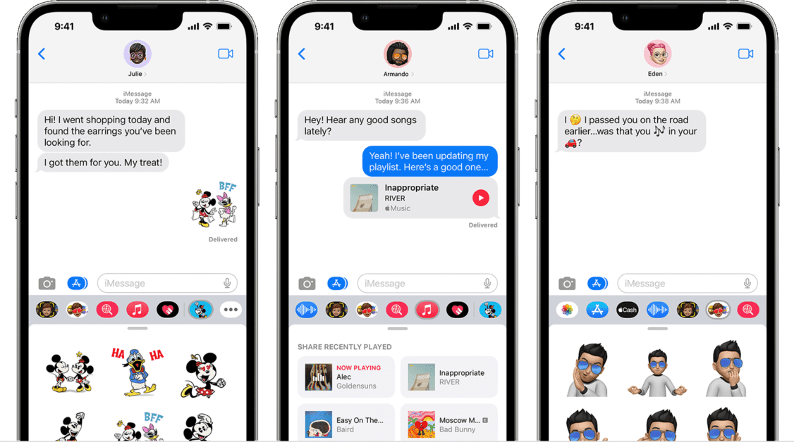 iPhone showing iMessage apps in a messages conversation  