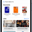 The search field in the Mail app. The search field is empty, but the predictive search results that fill the screen from top to bottom are an email subject, email recipients, the email sender, documents, and links.  