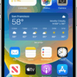 An iPhone showing widgets for weather and calendar events  