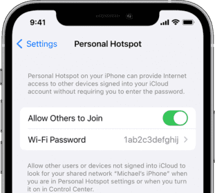 iPhone screen showing the Personal Hotspot bar.  