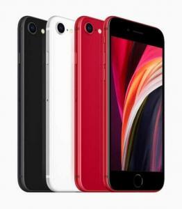 The Second Generation iPhone SE in black, white and (PRODUCT)RED.  