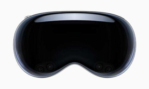 A close-up of Apple Vision Pro.  