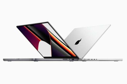MacBook Pro is shown with the new M1 Pro and M1 Max chips.