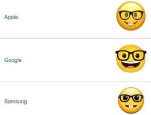 Representation of Nerd Face Emoji on iOS and Android
