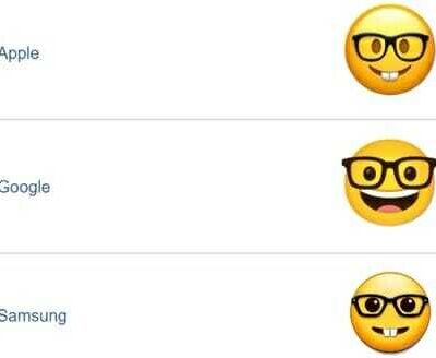 Representation of Nerd Face Emoji on iOS and Android