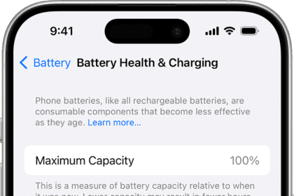 Screenshot of Battery Health & Charging settings  