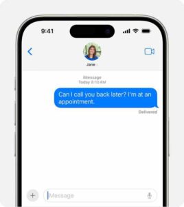 An iPhone showing an iMessage message