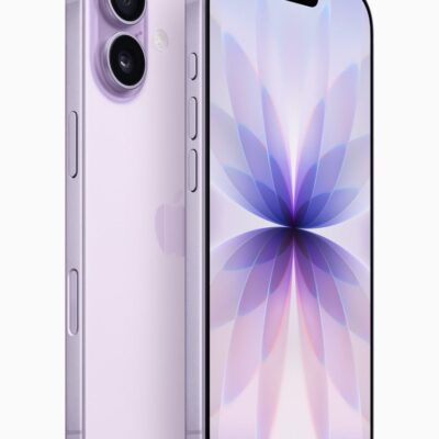 Two iPhone 17 devices, highlighting the front and back of each.