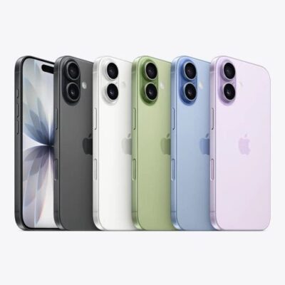 iPhone 17, all five colors: black, white, sage, mist blue, lavender