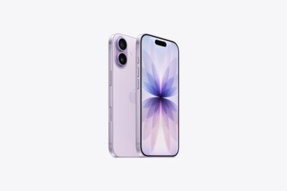 iPhone 17, back exterior, lavender color, Advanced dual-camera system, front exterior, all screen design, Dynamic Island, thin black display border, side exterior, Action button, volume buttons, Side button, Camera Control button  
