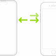 An illustration of two iPhone models, one with a Home button and one without, with the screens facing up. The volume buttons for each model are on the left side of iPhone, and the side button is on the right.