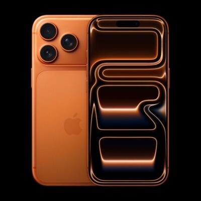 A front and back view of two iPhone 17 Pro devices.