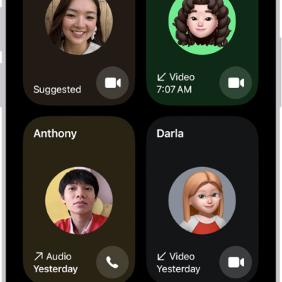The screen for making a FaceTime call. The New Call button is at the bottom of the screen.
