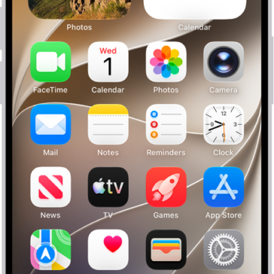 A screenshot showing an example of the default Home Screen.
