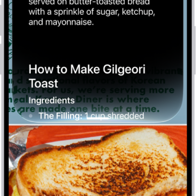An iPhone screen shows a response from Siri identifying what's on the screen.