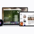 A collection of Apple products, including Apple Vision Pro, MacBook, iPad, iPhone 17 Pro, and Apple Watch, all displaying various Siri AI interfaces.
