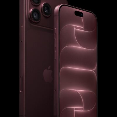 The front of a burgundy iPhone 18 Pro is displayed next to a rear-facing burgundy iPhone 18 Pro Max.