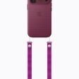 A burgundy iPhone 18 Pro with coordinating case is paired with a magenta Crossbody Strap.