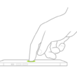 A finger tapping the screen to wake iPhone.