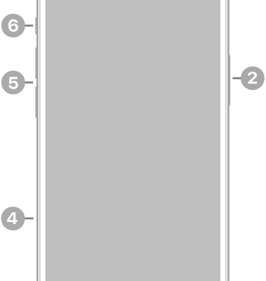 The front view of iPhone 15 Plus. The front camera is at the top center. The side button is on the right side. The USB-C connector is on the bottom. On the left side, from bottom to top, are the SIM tray, the volume buttons, and the Ring/Silent switch.