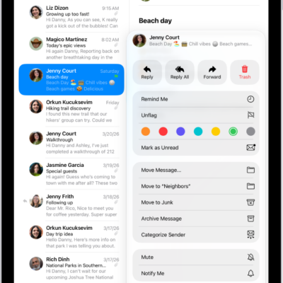 An open email. The menu with options for adding or removing a flag is shown on the right.