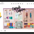 An iPad with the Freeform app open. The board includes handwriting, text, drawings, shapes, sticky notes, links, and other files.