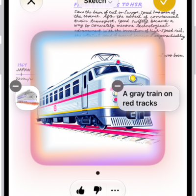 The Image Wand window showing a created image of a train.