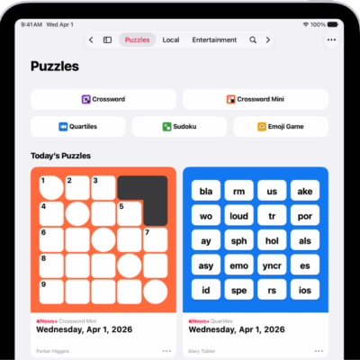 The Puzzles feed in the News app.