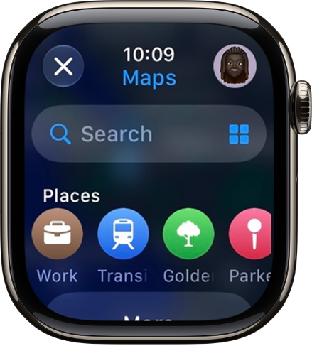 The Search screen in the Maps app, with the search field near the top. A list of Recent searches appears at the bottom.