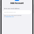 The Add Account screen with a field to enter your email address.