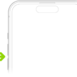 The upper portion of the front of iPhone with the volume up and volume down buttons on the upper left.