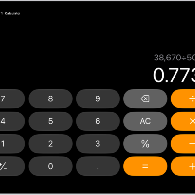 The basic calculator on iPad.