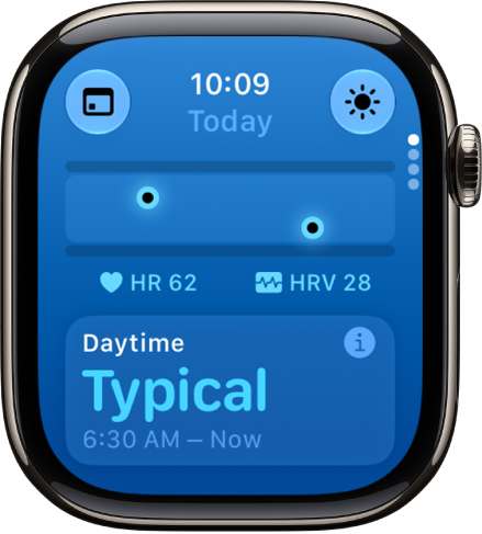 A screen in the Vitals app showing daytime health metrics.