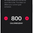 The Fitness Move Goal Schedule screen showing buttons to increase or decrease the Move goal by the day of the week.