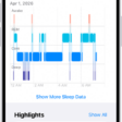 The Sleep screen in Health showing the estimated time spent awake and in REM, Core, and Deep sleep.