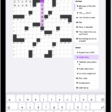 A partially filled crossword puzzle, with the clues along the left side.