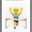 The Genmoji window showing a created Genmoji of a man running across a finish line.