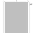 The front view of iPad Pro with callouts to the front camera at the top center, the top button at the top right, and the volume buttons on the right.