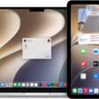 A Mac is next to an iPad. The AirDrop dialog is open on the Mac desktop, ready to share a document with the iPad. The iPad screen has a notification about receiving the document.