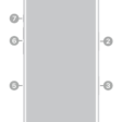 The front view of iPhone 18 Pro. The front camera is at the top center. The side button is on the right side. The USB-C connector is on the bottom. On the left side, from bottom to top, are the SIM tray, the volume buttons, and the Action button.