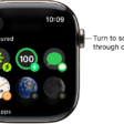 The customize screen for a watch face showing featured complications. Turn the Digital Crown to browse complications.