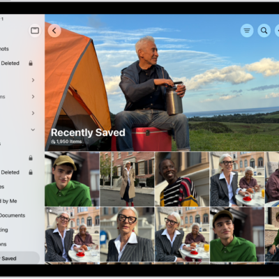 The Recently Saved collection is open in the Photos app, showing photos and videos.
