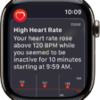 A Heart Rate alert, indicating a high heart rate.